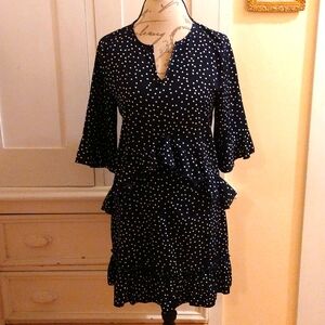 Ecowash dark navy and white polka dot dress Sz S